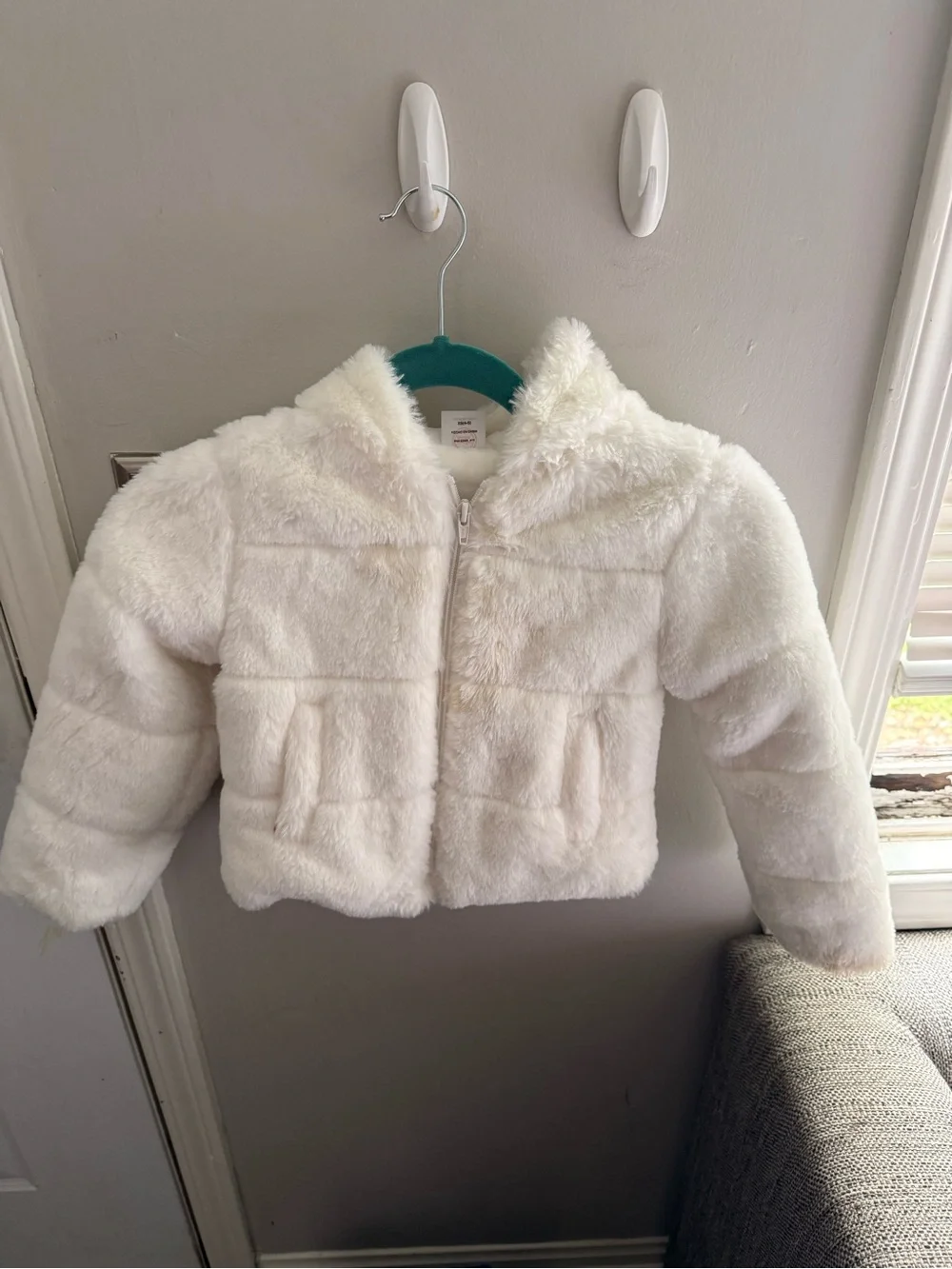 wonder nation White Faux Fur Hooded Puffer Jacket